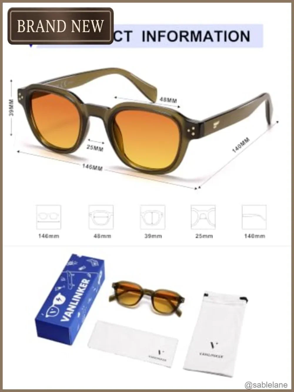 Retro Square Polarized Sunglasses for Women Men UV Protection